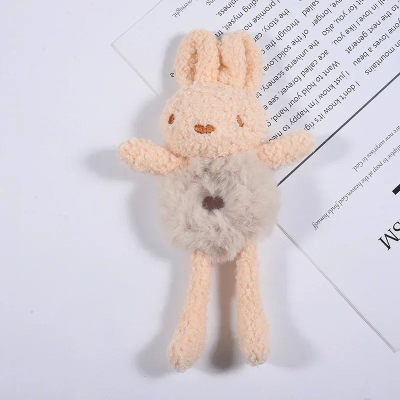 bandeau élastique coréen lapin blanc en peluche pour cheveux