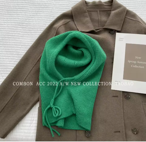 Casquette à capuche tricotée verte pour femme, chaude et confortable, style coréen