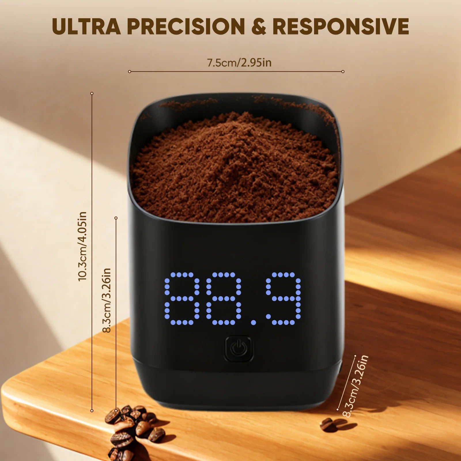 Gros plan sur l'affichage LED bleu de la balance de précision Cozyseoul.