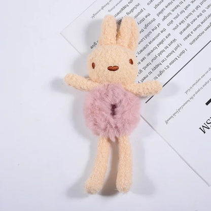 bandeau élastique coréen lapin rose en peluche pour cheveux