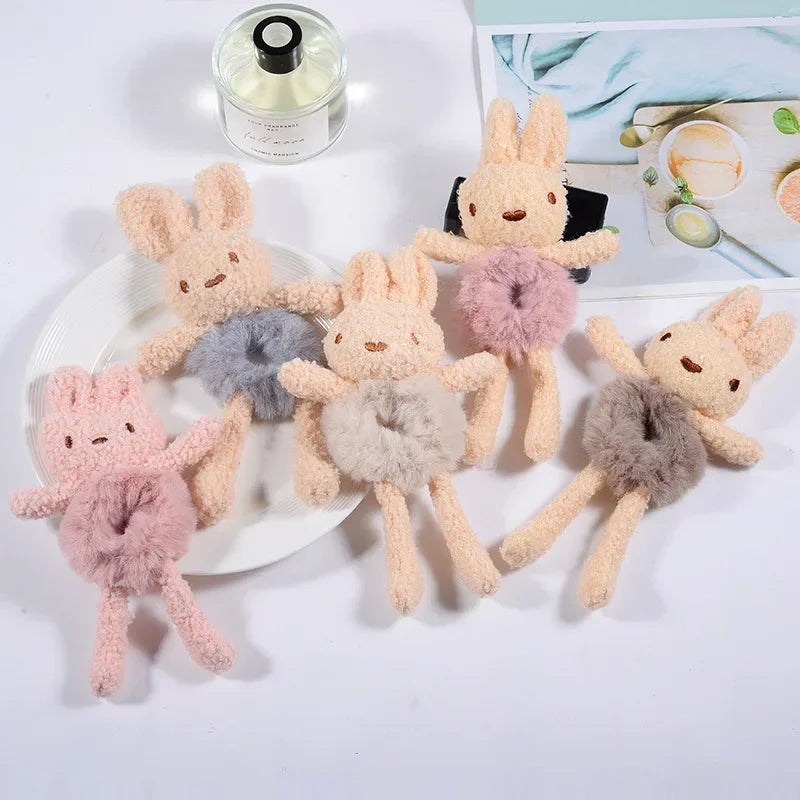 pack de bandeaux lapin rose et blanc en peluche