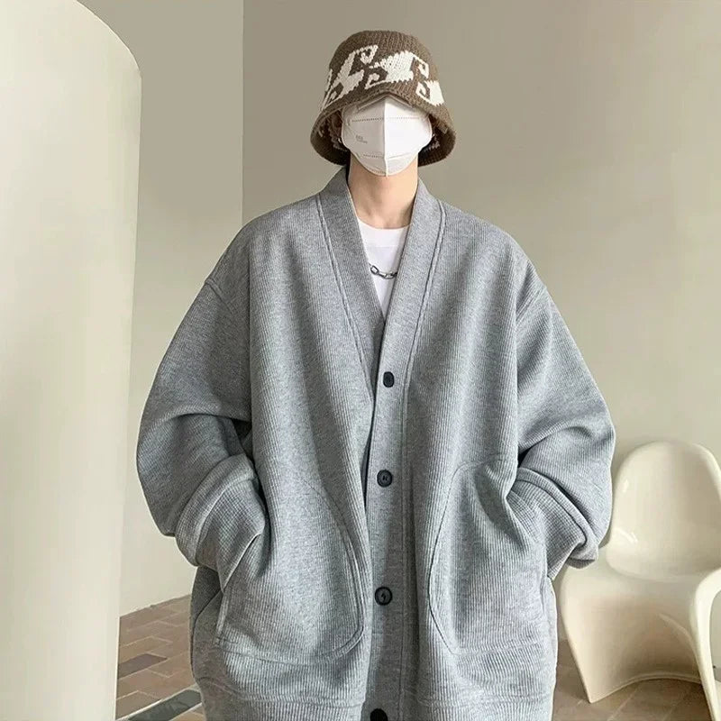 cardigan gris clair pour homme style vintage décontracté