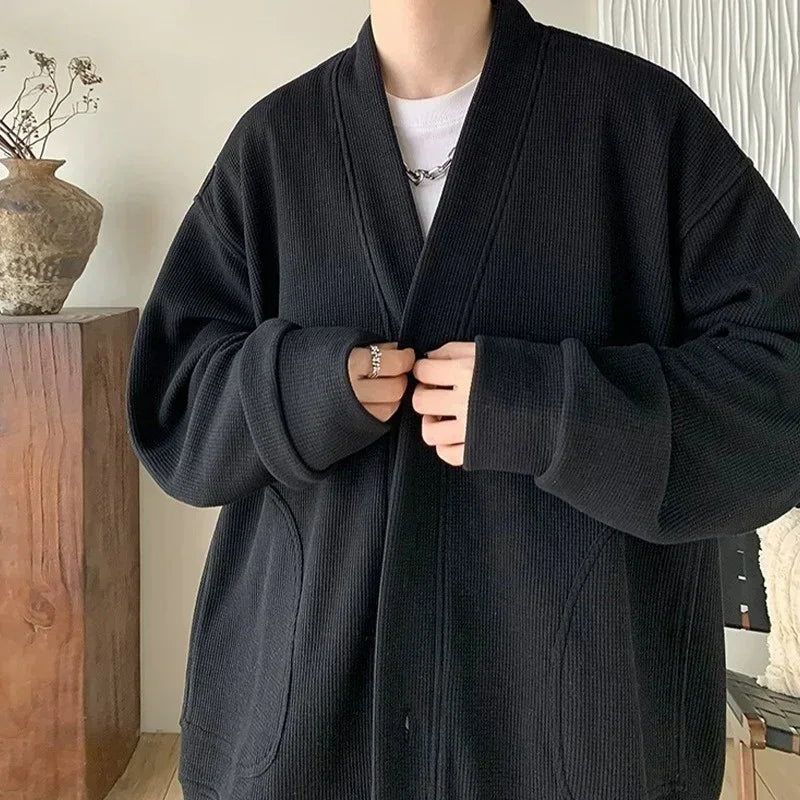 cardigan noir ajusté Y2K pour homme