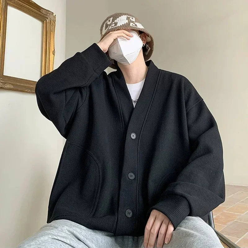 cardigan noir ouvert pour homme streetwear