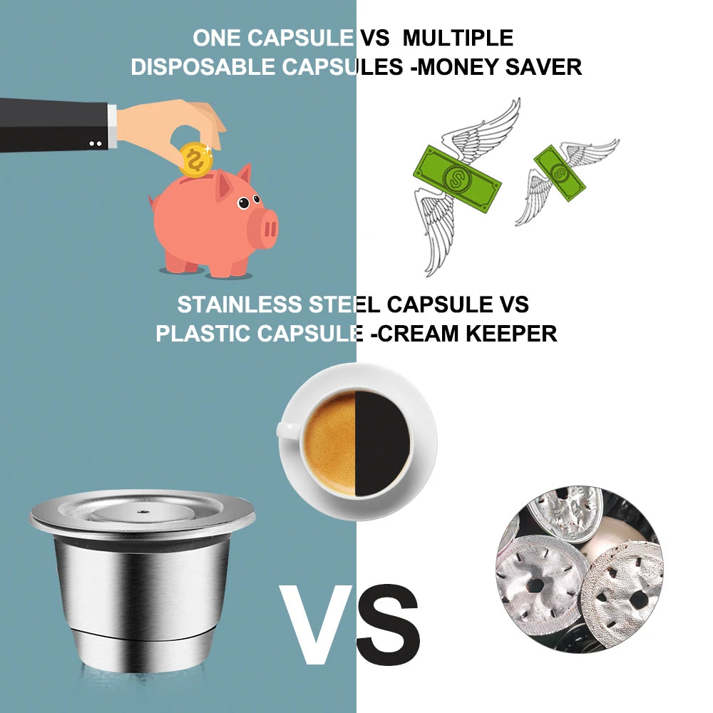 Comparaison écologique et économique entre la capsule inox réutilisable et la capsule jetable.