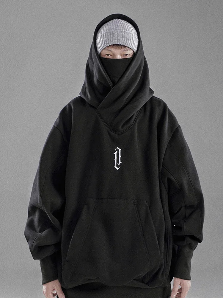 Hoodie oversize ninja avec masque intégré style streetwear japonais