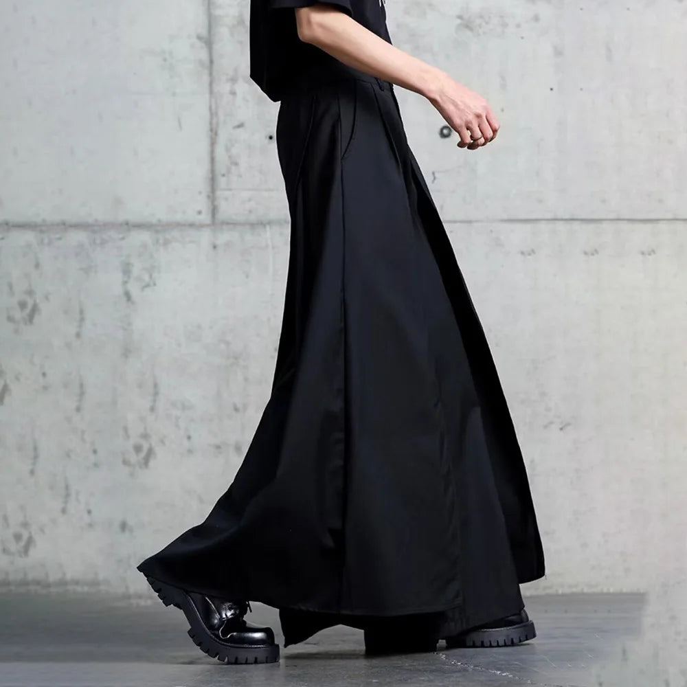 jupe-culotte noire gothique Y2K style streetwear longue pour homme et femme