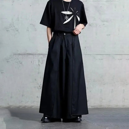 jupe culotte oversize noire streetwear décontractée