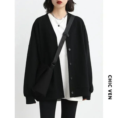 manteau noir long femme col en V style chic coréen