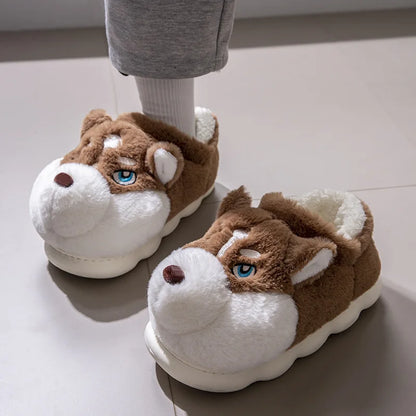 pantoufles hiver, chaussons husky, pantoufles cosy, pantoufles peluche, pantoufles kawaii, pantoufles mignonnes, pantoufles animaux, chaussons confort
