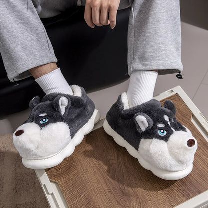 pantoufles hiver, chaussons husky, pantoufles cosy, pantoufles peluche, pantoufles kawaii, pantoufles mignonnes, pantoufles animaux, chaussons confort
