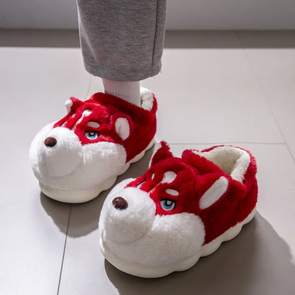 pantoufles hiver, chaussons husky, pantoufles cosy, pantoufles peluche, pantoufles kawaii, pantoufles mignonnes, pantoufles animaux, chaussons confort

