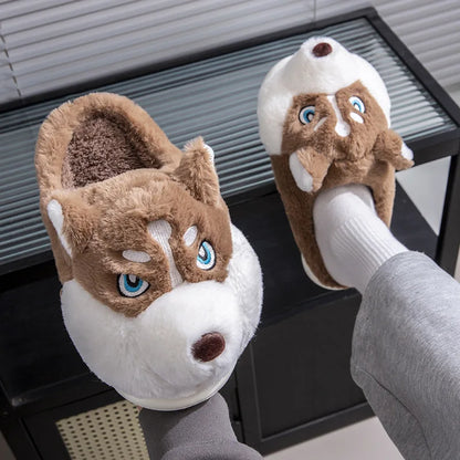 pantoufles hiver, chaussons husky, pantoufles cosy, pantoufles peluche, pantoufles kawaii, pantoufles mignonnes, pantoufles animaux, chaussons confort

