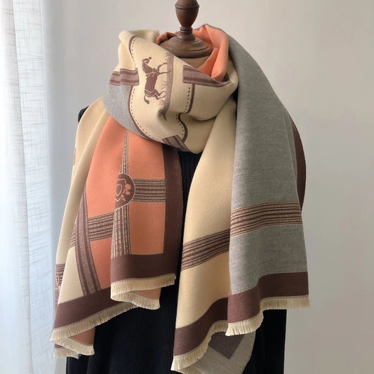 pashmina femme beige châle chaud en style cachemire pour l’hiver