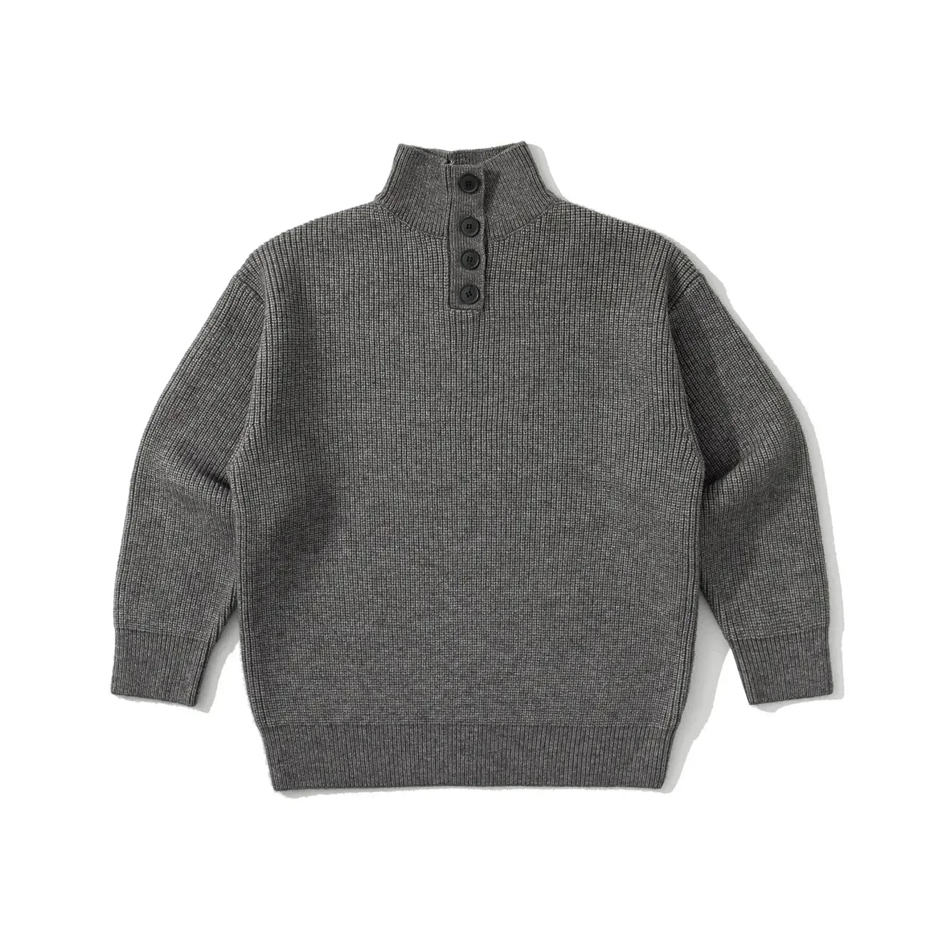 Pull uni gris col mi-haut style japonais rétro pour homme