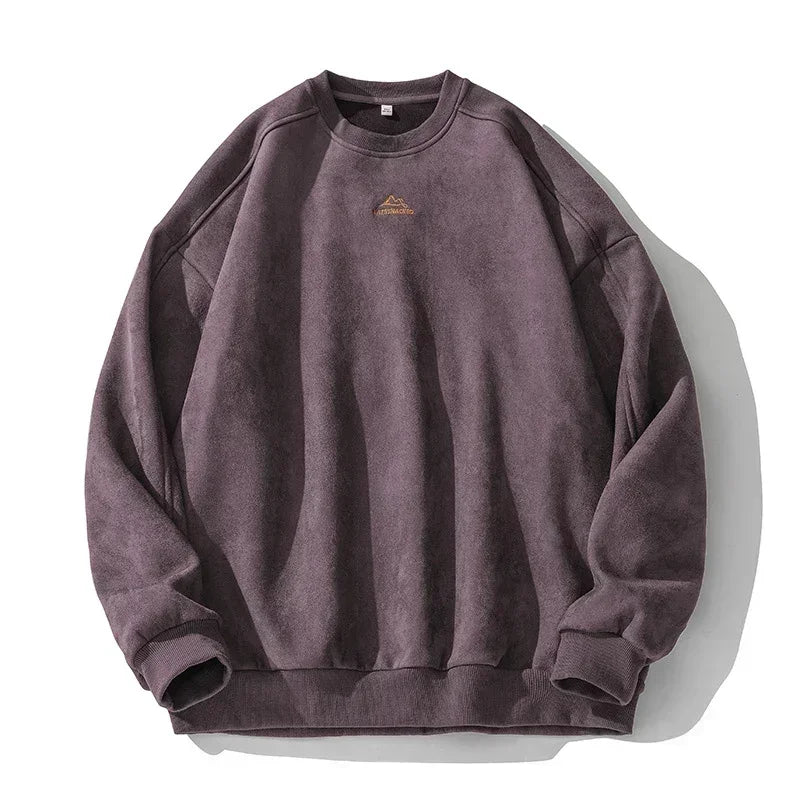 pull oversize coupe large en daim violet gris vintage homme