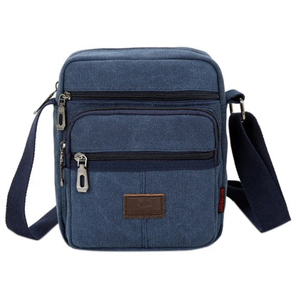 sac à bandoulière bleu en toile pour homme, modèle multifonction