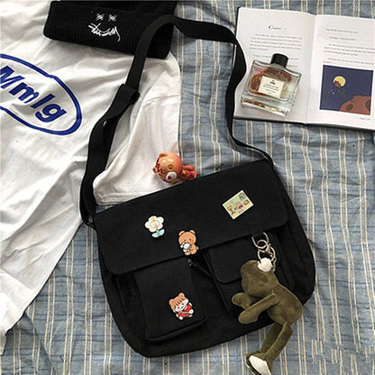 sac bandoulière urbain noir unisexe style japonais