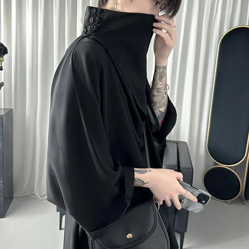 T-shirt oversize noir gothique punk pour homme – style Y2K techwear