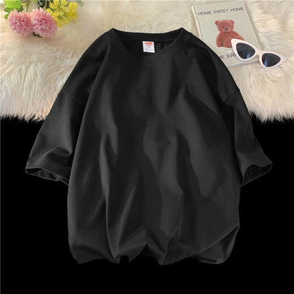 T-shirt homme en coton col rond coupe oversize streetwear hip hop couleur unie