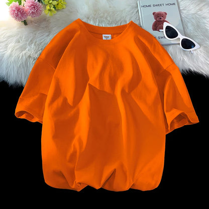 T-shirt homme en coton col rond style streetwear hip hop couleur unie