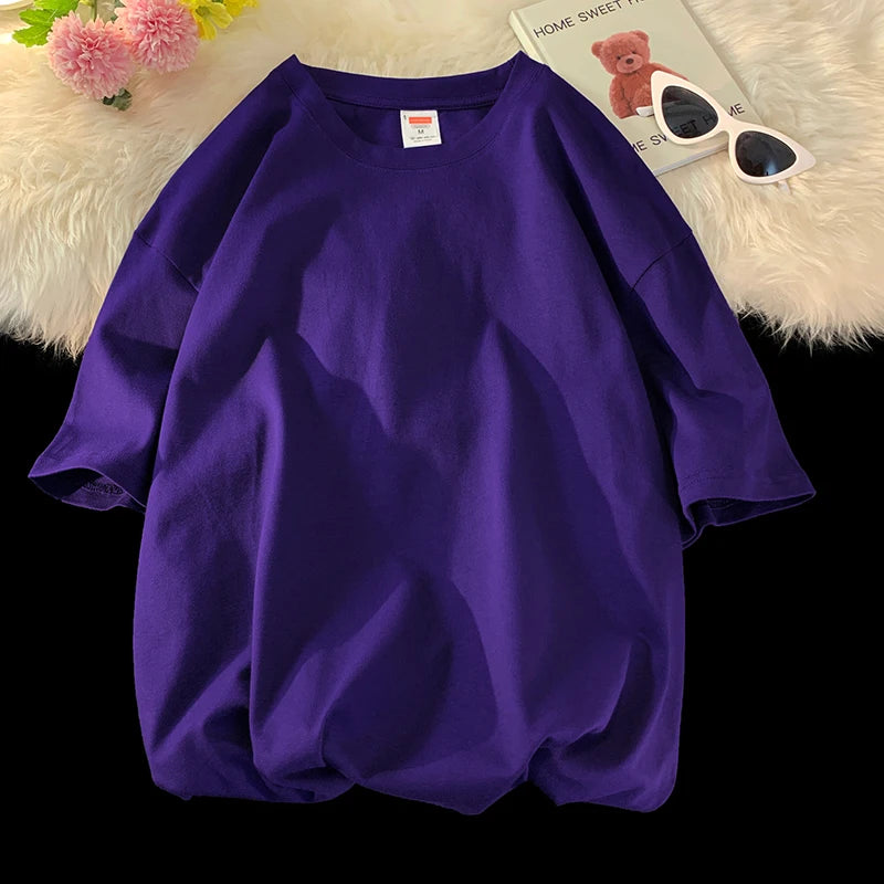 T-shirt homme oversize en coton col rond style streetwear hip hop coupe décontractée